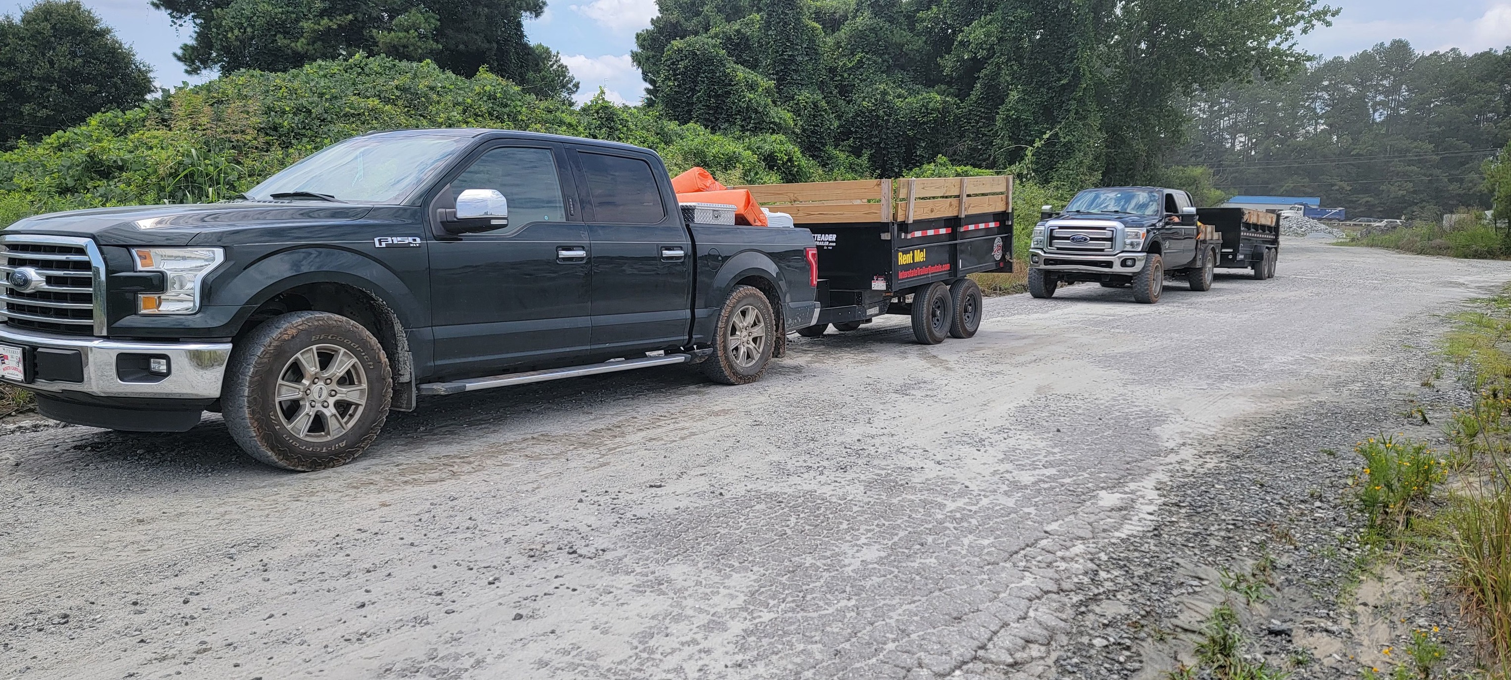 Dump trailer loaded with stone