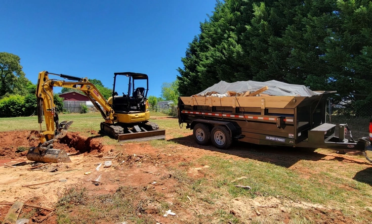 Dump trailer loaded with debris